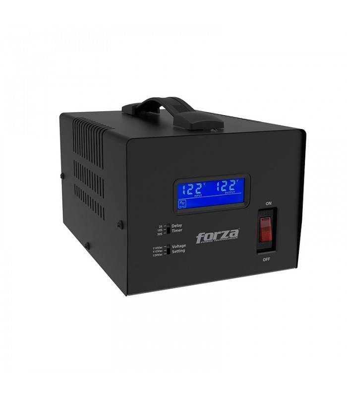 REGULADOR FORZA FVR-3601 3600VA/1800W, BLACK 110V/115V/120V 50/60Hz 13.04A 4TOMAS/LCD