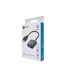 ADAPTADOR XTECH XTC-384 HDMI A VGA HEMBRA 1080P 60Hz 5Gbps 32AWG HDMI1.3 23CM PC