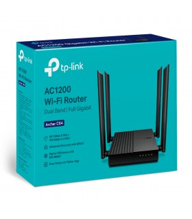 ROUTER TP-LINK ARCHER C64 V2 AC1200/MU-MIMO 2.4/5GHz/300MPPS+867MBPS/4ANTENAS/IPTV-IPV6/4-PTOS GIGABIT/MR/MAP
