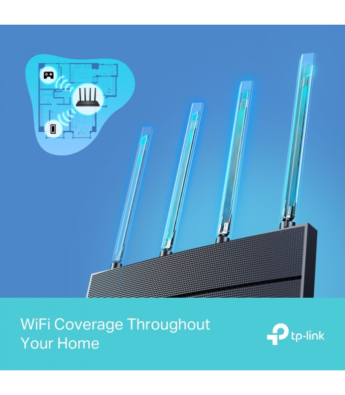 ROUTER TP-LINK ARCHER AX12 AX1500/WIFI 6/D.BAND 2.4-5GHz/300Mbps+1201Mbps/4ANT./4-PTOS Gigabit/MR/MAP