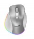 MOUSE GENIUS ERGO 9000S PRO INALÁMBRICO SLVR /RF 2.4GHz+BT 5.3/OPTICO/USB-A/RGB 7C/6BOTONES/2400DPI/10m/BATT USB-C/SILEN/ERGO.