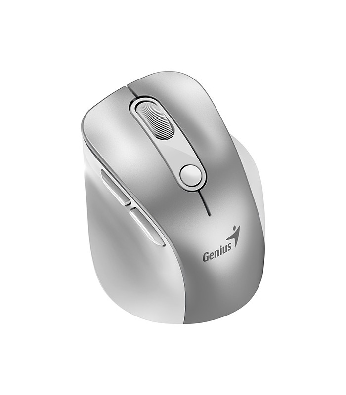 MOUSE GENIUS ERGO 9000S PRO INALÁMBRICO SLVR /RF 2.4GHz+BT 5.3/OPTICO/USB-A/RGB 7C/6BOTONES/2400DPI/10m/BATT USB-C/SILEN/ERGO.