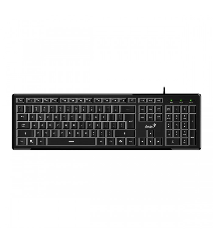 TECLADO GENIUS SLIMSTAR 820 USB-A ALAMBRICO / ILUMINATED / NEGRO / AI COP / FN 12 / ANTIGHOST  / 1.8M / SP