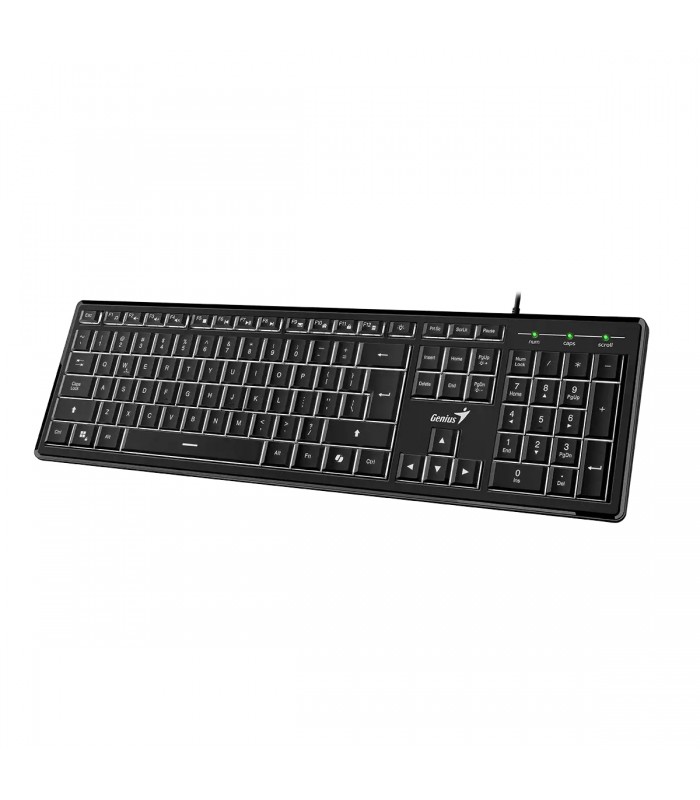 TECLADO GENIUS SLIMSTAR 820 USB-A ALAMBRICO / ILUMINATED / NEGRO / AI COP / FN 12 / ANTIGHOST  / 1.8M / SP