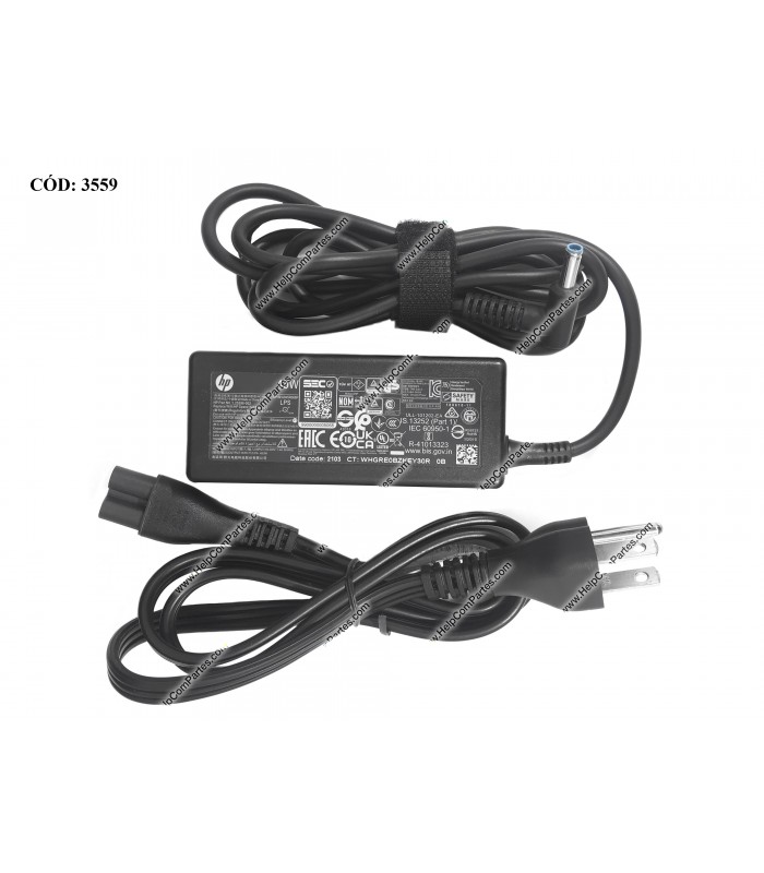 CARGADOR HP 19.5V---2.31A 45W PIN 4.5*3.0 100-240V~ 50-60Hz US 3PRONG PUNTA AZUL L25296-002 / (KIT) ORIG.(DS)
