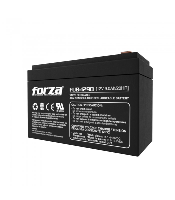 BATT FORZA FUB-1290 12V 9.0Ah 20HR RECARGABLE, AGM, SIN MANTENIMIENTO, EMPRESARIALES /SERIE NT, FX, XG