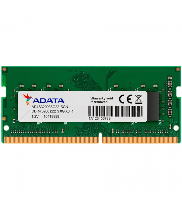MEMORIA ADATA 8GB DDR4 3200MHZ SODIMM Non-ECC 1.2V CL22 260PIN AD4S32008G22-SGN ORIG. SN