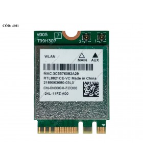 WI-FI M.2 NGFF 2230 REALTEK RTL8821CE 802.11AC 1x1 BT4.2 2.4/5GHz/ 15 3510 3511 3515 3520 3521 3525 SERIES ANT X2 0N33GX ORIG.