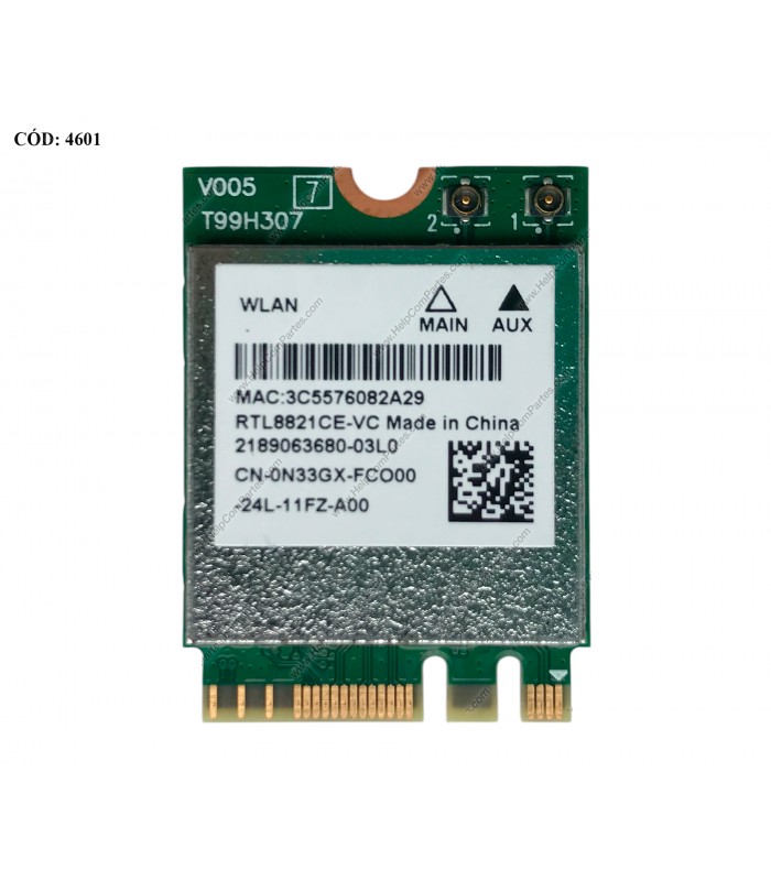 WI-FI M.2 NGFF 2230 REALTEK RTL8821CE 802.11AC 1x1 BT4.2 2.4/5GHz/ 15 3510 3511 3515 3520 3521 3525 SERIES ANT X2 0N33GX ORIG.