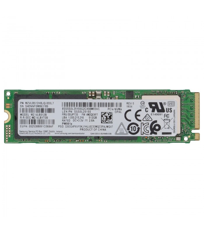 SSD HP MZ-VLB512B PM981A 512GB NVMe PCIe GEN3 X4 M.2 2280 /OPAL2/TLC 3D-NAND/ TBW 300 / 3500-2900MB/s RW L28730-001 ORIG.