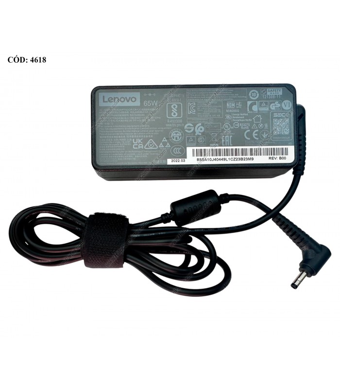 CARGADOR LENOVO 20V---3.25A 65W PIN 4.0*1.7MM 100-240V~ US 50-60Hz 3PRONG 5A10J40449 N-CABLE ORIG. (SN)