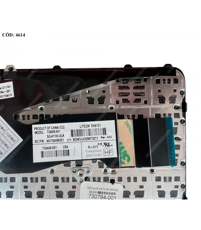 TECLADO HP ELITEBOOK 840 G1 850 G1 740 750 G1 ZBOOK 14 G2 ZBOOK 15U G2 SERIES POINT BK US 730794-001 P.C ORIG.