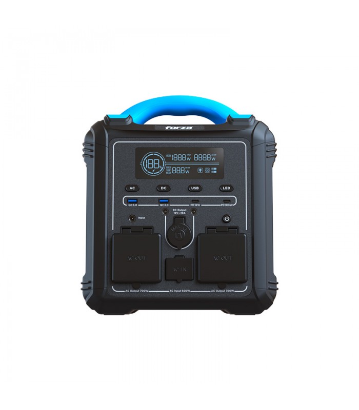 POWER BANK FORZA TITAN FPP-T700 PORTABLE 700W-2AC /120V AC, 110V*2, USB-A QC/3.0*1,USB-A 5V/2.4A*1 USB-C PD 65W*1,2H, 3000CICLO