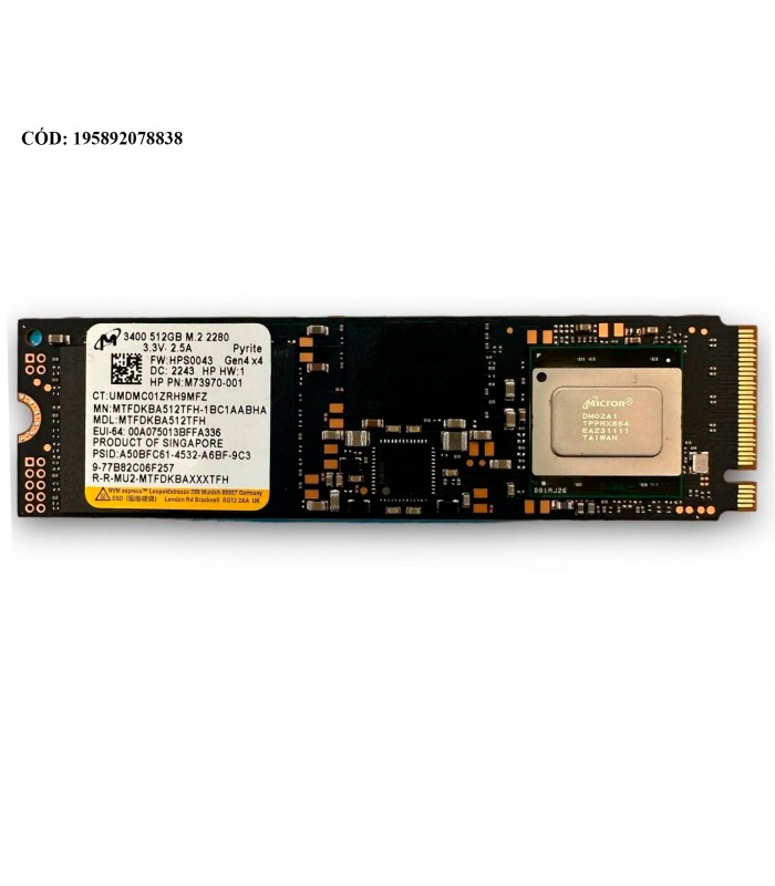 SSD LENOVO 3400 512GB NVMe PCIe GEN4 X4 M.2 2280/ OPAL2/TLC 3D-NAND/ TBW 300/ 6600-3600MB/s RW/ MTFDKBA512TFH ORIG.