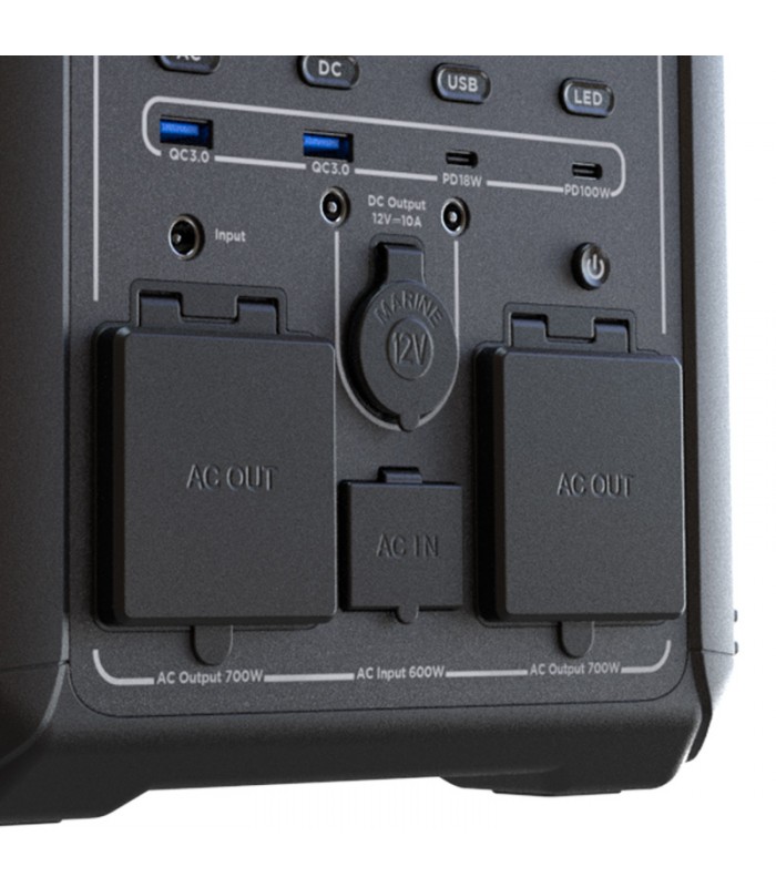 POWER BANK FORZA TITAN FPP-T700 PORTABLE 700W-2AC /120V AC, 110V*2, USB-A QC/3.0*1,USB-A 5V/2.4A*1 USB-C PD 65W*1,2H, 3000CICLO