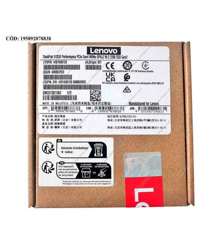 SSD LENOVO 3400 512GB NVMe PCIe GEN4 X4 M.2 2280/ OPAL2/TLC 3D-NAND/ TBW 300/ 6600-3600MB/s RW/ MTFDKBA512TFH ORIG.