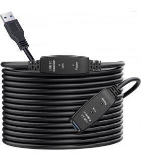 CABLE USB ANERA 15M EXTENSION 15M USB-A 3.0 MACHO A USB-A 3.0 HEMBRA 5Gbps BLK AMPLIFICADO.
