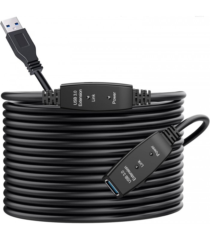 CABLE USB ANERA 15M EXTENSION 15M USB-A 3.0 MACHO A USB-A 3.0 HEMBRA 5Gbps BLK AMPLIFICADO.