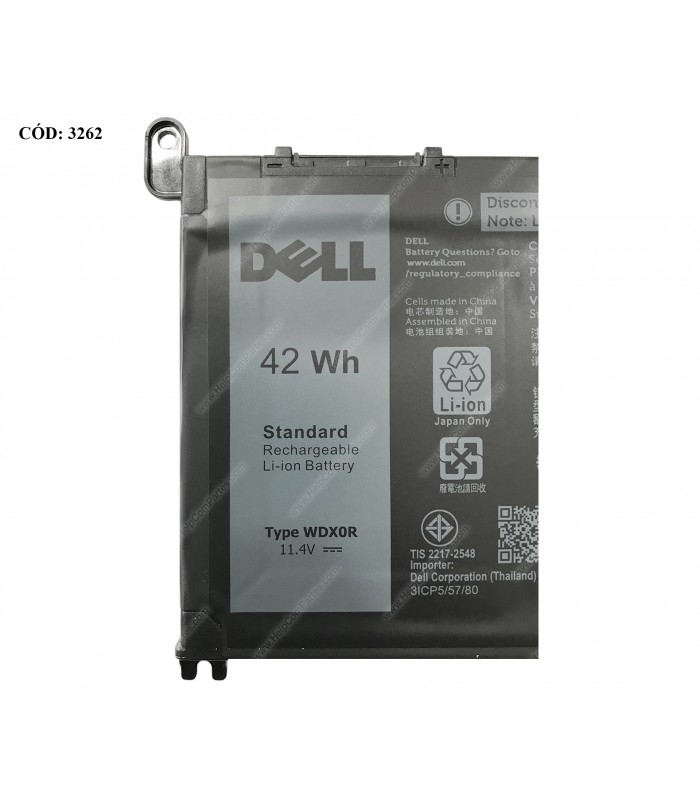 BATERIA DELL 11.4V---42WH 3C WDX0R/INSPIRON 15 7572 14 7472 13 (7375) 15 (7580) 14 (3482) 15 (5568) 15 (5575) SERIES FW8KR ORIG.