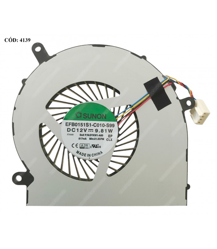 VENTI. DELL INSPIRON AIO 24 3459 5459 5488 V5450 5460 5459 SERIES 12V 4PIN 0DYKW1 ORIG. (SN)