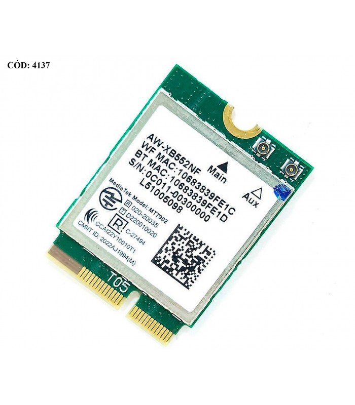 WI-FI M.2 NGFF 2230 MediaTek MT7902 802.11AX/AC Wi-Fi6E 2400Mbps 2.4GHz 5GHz 6GHz BT 5.2 NGFF ORIG.