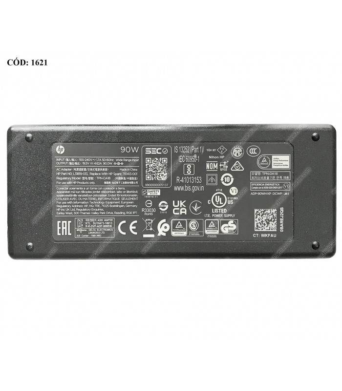 CARGADOR HP 19.5V---4.62A 90W PIN 4.5*3.0 100-240V~ US 50-60Hz 3PRONG L31819-013 ORIG.