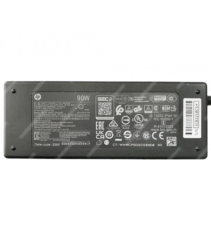CARGADOR HP 19.5V---4.62A 90W PIN 4.5*3.0 100-240V~ US 50-60Hz 3PRONG H6Y90UTABA KIT ORIG.