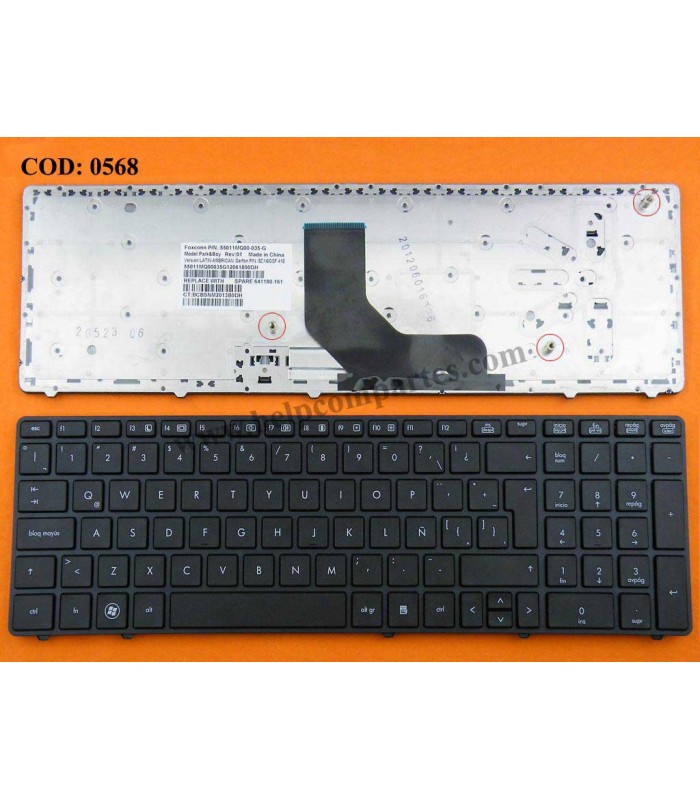 TECLADO HP PROBOOK 6560B 6565B 6570B/ELITEBOOK 8560P 8570P 8660P SERIES  (NO POINT STICK) 641180-161 BK LA ORIG.