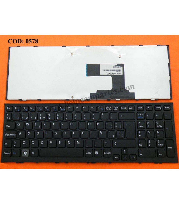 TECLADO SONY VPC-EL VPC-EL15EG/B VPC-EL15EN/B VPC-EL1AJ VPC-EL1E1E VPCEL1E1E/B VPC-EL25EC SERIES 148968881 BK SP ORIG.
