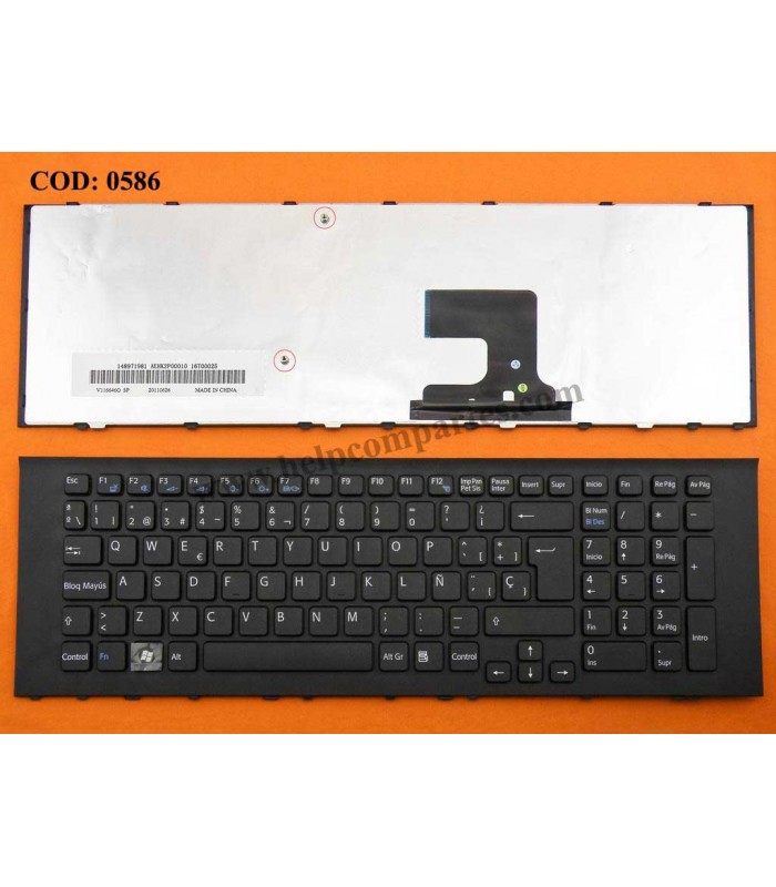 TECLADO SONY VPC-EJ VPC-EJ15 VPC-EJ15FG VPC-EJ190X VPC-EJ1E1E VPC-EJ1S1E SERIES MARCO V116646GK1 BK SP ORIG.