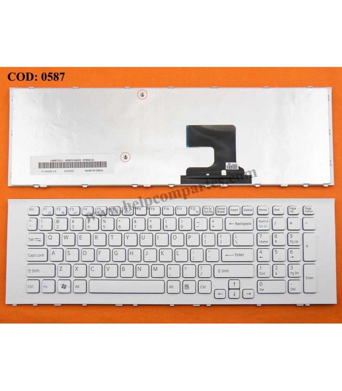 TECLADO SONY VPC-EJ VPC-EJ15 VPC-EJ15FG VPC-EJ190X VPC-EJ1E1E VPC-EJ1S1E SERIES MARCO V116646H WH US ORIG.