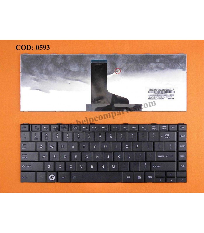 TECLADO TOSHIBA C800 C800D C805 C840 L800 L805 L830 L840 L845 SERIES SIN MARCO AEBY3U02130 BK US ORIG.