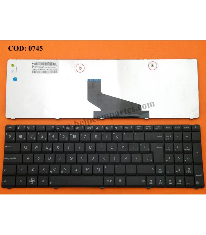 TECLADO ASUS K53 K53B K53TA K73 K73BR K73BY K73TA X53B X53E X53U X73 X73B SERIES SIN MARCO V118502AK1 BK SP ORIG.