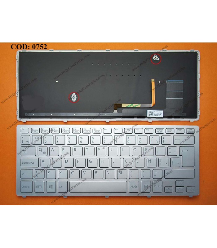 TECLADO SONY VAIO SVF14N SERIES +BACKLIT AEFI2L000203A SILVER  LA ORIG.