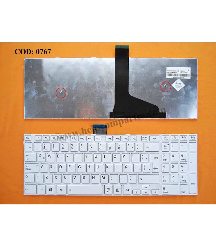 TECLADO TOSHIBA C50-A C50D-A C50T-A C55-A C55D-A C55T-A SERIES +MARCO V000320640 WH LA ORIG.