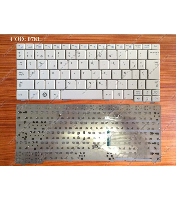 TECLADO SAMSUNG N148 N150 N158 NB30 N102 NP-N102SP SERIES SIN MARCO BA59-02769D WHITE SP ORIG.