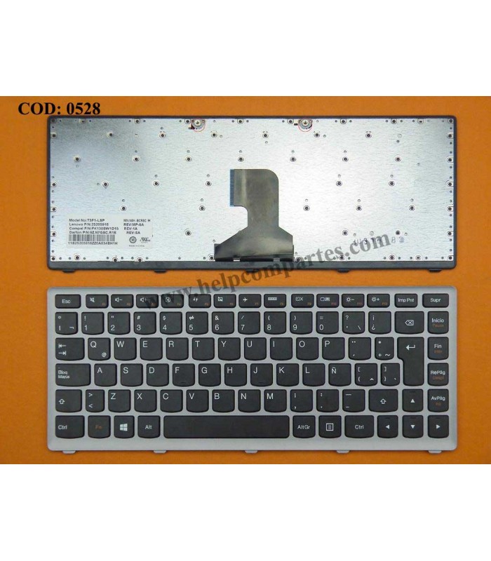 TECLADO LENOVO P400 Z400 Z400A Z400N Z400T Z410 SERIES MARCO SILVER 25205916 BK LA ORIG.