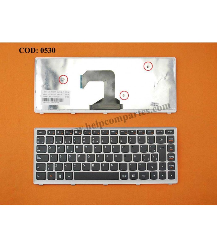 TECLADO LENOVO U410 U410A U410-IFI U410-ISE U410-ITH SERIES MARCO SILVER V127920DK2 BK SP ORIG.