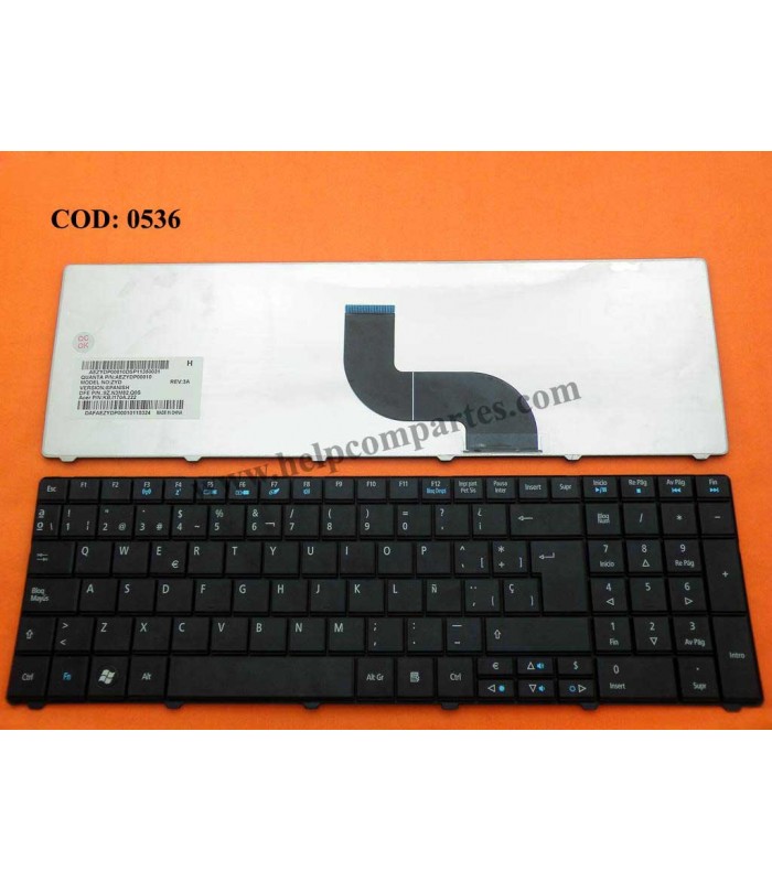 TECLADO ACER TM 8571 8571G 8571T 8572 8572G 8572T 5335 5735Z 5744 SERIES SIN MARCO KB.I170A.222 BK SP OEM.
