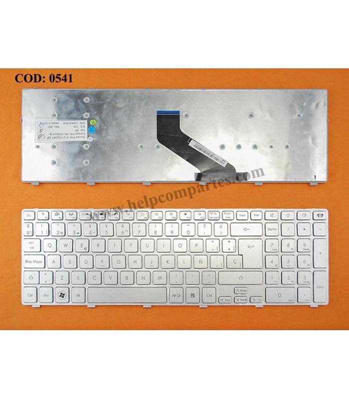 TECLADO GATEWAY NV55 NV55S NV57 NV75 NV75S /PACKARD BELL LS44SB LV11HC SERIES SIN MARCO V121702DK1 SILVER SP OEM.