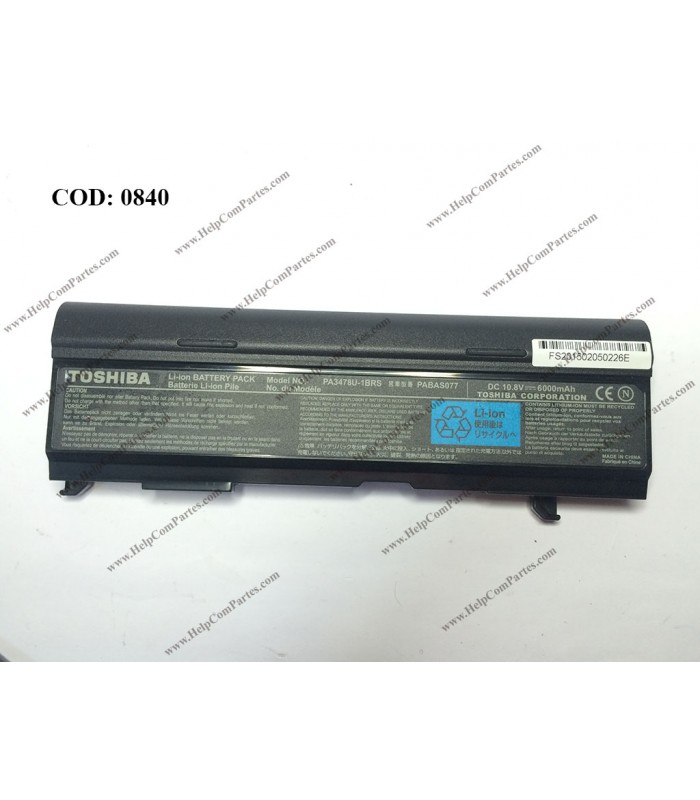BATERIA TOSHIBA 10.8V---65WH 9C PA3478U/SATELLITE A40 A80 A100 M40 M50 M55 M100 M105 SERIES PA3478U-1BRS OEM