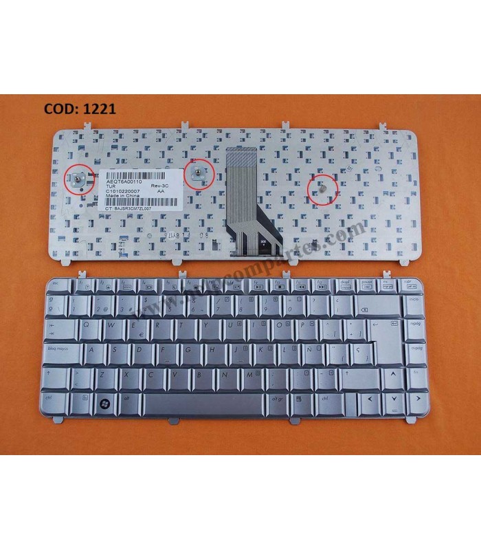 TECLADO HP PAV DV5 DV5T DV5Z DV5-1000 DV5-1100 DV5-1200 SERIES SIN MARCO 488590-161 SILVER SP ORIG.