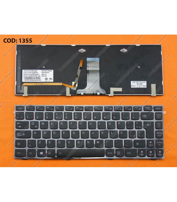 TECLADO LENOVO Y400 Y400N Y410P Y430P SERIES MARCO 25205355 WIN8 BACKLIT BK LA OEM