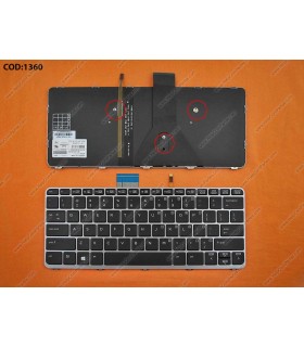 TECLADO HP ELITEBOOK FOLIO 1012 1020 1030 G1 G2 SERIES MARCO/SILVER BACKLIT 804214-001 BK SP ORIG.