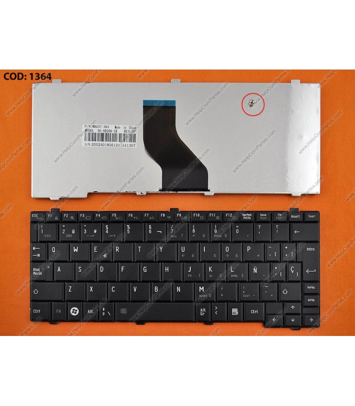 TECLADO TOSHIBA  NB200 NB250 NB255 NB300 NB500 NB510 NB515 NB520 NB550 NB555 T110 T115 SERIES SIN MARCO MB257-001 BK SP