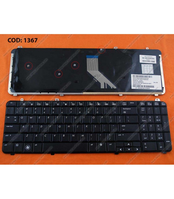 TECLADO HP PAV DV6 DV6-1000 DV6-1100 DV6-1200 DV6-1300 DV6-2000 DV6-2100 SERIES SIN MARCO 518965-001 BK US ORIG.