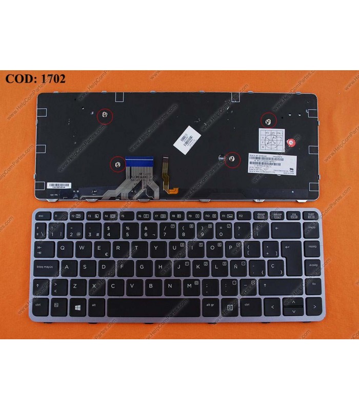 TECLADO HP ELITEBOOK FOLIO 1000 1040 G1 G2 G3 SERIES +BACKLIT SILVER MARCO 739563-071 BK SP ORIG
