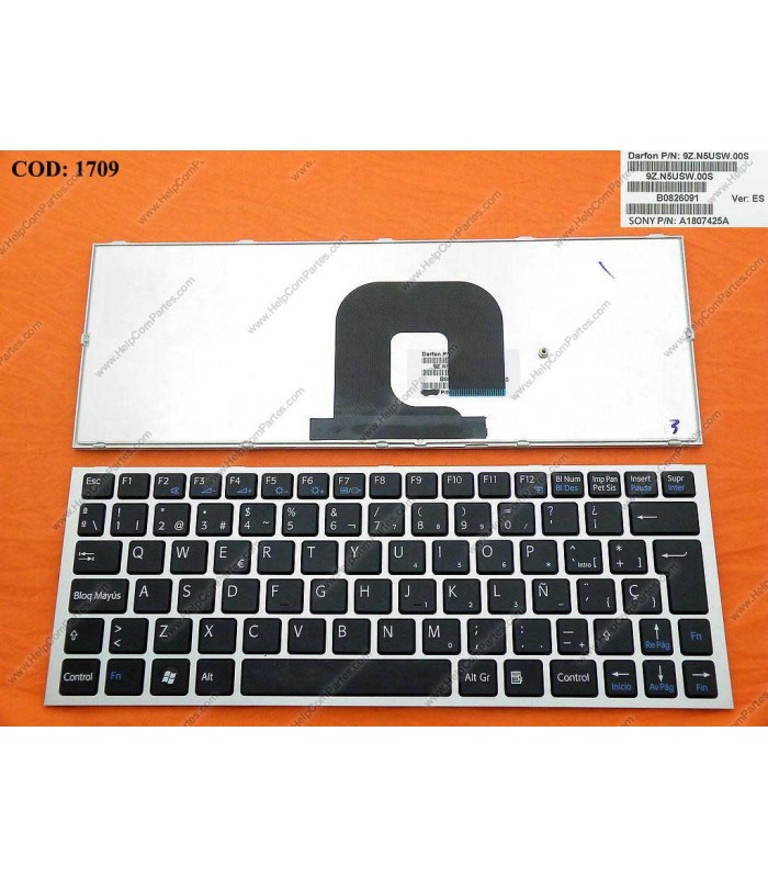 TECLADO SONY VAIO VPC-YA VPC-YB SERIES MARCO SILVER 6431745 BK SP OEM