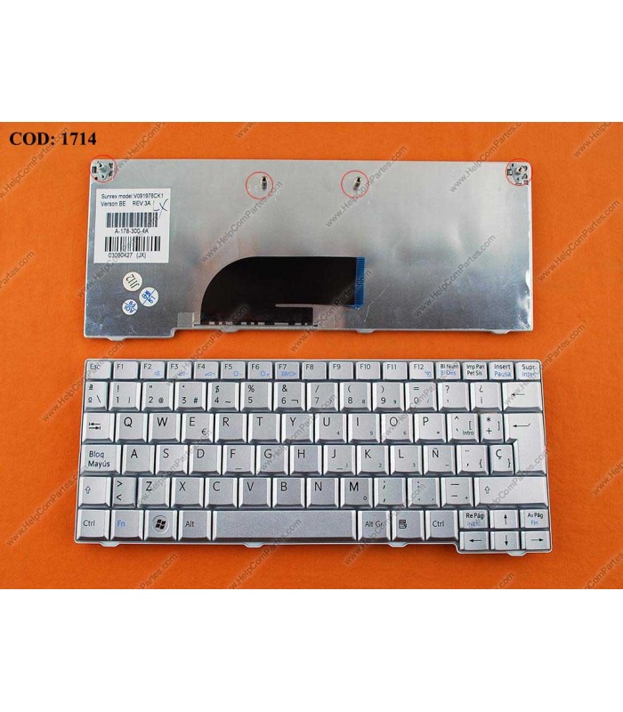 TECLADO SONY VPC-M VPC-M11 VPC-M111AX VPC-M12 VPC-M120 VPC-M120AB VPC-M121AD SERIES V091978CK1 SILVER SP ORIG.