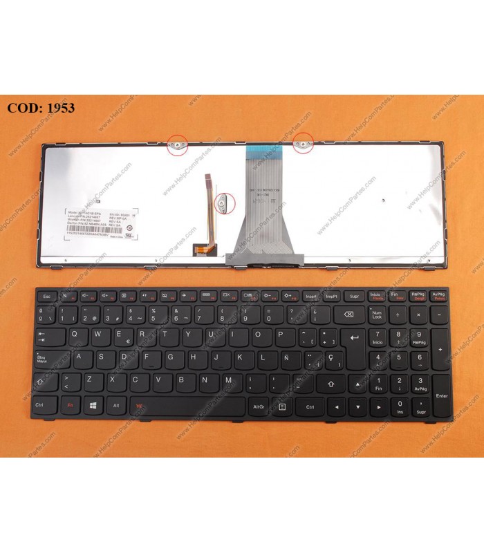 TECLADO LENOVO G50 G50-30 G50-45 G50-70 G50-70M B50 Z50 SERIES 25214667 BK BACKLIT WIN8 SP ORIG.